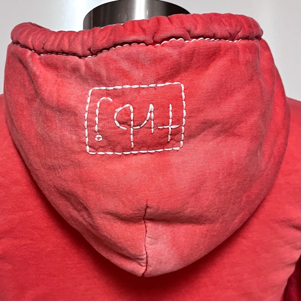 True Religion VTG Hoodie Womens Medium Y2K Red Full Zip Fleece Deep Stitch 90s - Picture 10 of 16